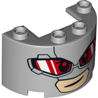 Lego Cylinder Half 2 x 4 x 2 with 1 x 2 Cutout - Giant-Man Face with Red and White Goggle Lenses Print