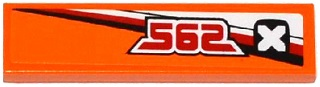Lego Tile 1 x 4 with 'X' and '562' Pattern Model Left Side (Sticker) - Set 60058