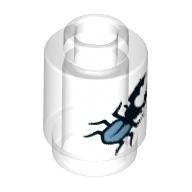 Lego Brick Round 1 x 1 with Stag Beetle Print