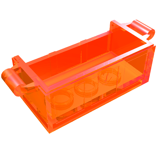 Lego Treasure Chest Bottom with Rear Slots, with Groove / Trans-Neon Orange