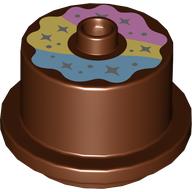 Lego Duplo Food 2 x 2 Round Cake with Stud on Top with Bright Light Blue/Bright Light Yellow/Bright Pink Frosting Print