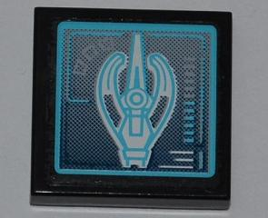 Lego Tile 2 x 2 with Loki's Scepter Top Half on Screen Pattern (Sticker) - Set 6868