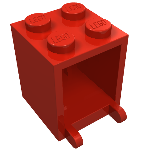 Lego Box 2 x 2 x 2 [Solid Studs] / Red