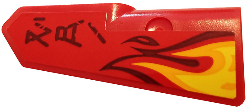Lego Technic, Panel Fairing #22 Very Small Smooth, Side A with Flames and 'KAI' Pattern (Sticker) - Set 70667