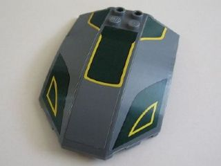 Lego Windscreen 8 x 6 x 2 Curved Sloped Sides with Yellow Lines and Dark Green Pattern (Stickers) - Set 7930