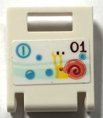 Lego Container, Box 2 x 2 x 2 Door with Locker Door with '01', Snail, Bubbles and Slot Pattern (Sticker) - Set 41720