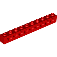 Lego Technic Brick 1 x 10 [9 Pin Holes] / Red