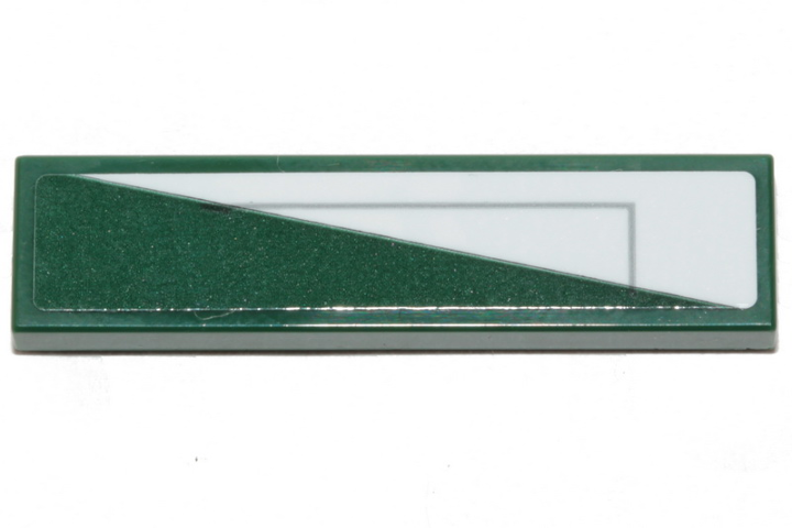 Lego Tile 1 x 4 with White Triangle and Gray Line Pattern Model Left Side (Sticker) - Set 75248 / Dark Green