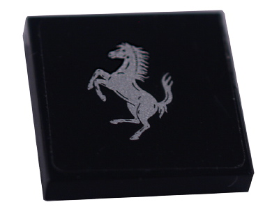 Lego Tile 2 x 2 with Ferrari Logo, Silver Horse Large Pattern (Sticker) - Set 8652