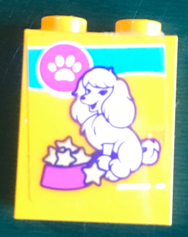 Lego Brick 1 x 2 x 2 with Inside Stud Holder with Paw Print, Dog and Food Bowl Pattern (Sticker) - Set 41345