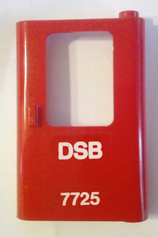Lego Door 1 x 4 x 5 Train Right, Thin Support at Bottom with White 'DSB 7725' Pattern (Sticker) - Set 7725