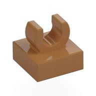 Lego Tile Special 1 x 1 with Clip with Rounded Edges / Medium Nougat