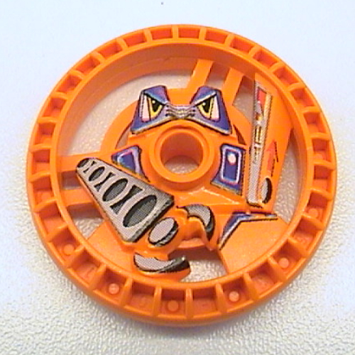 Lego Technic Disc 5 x 5 Notched, Grab with Robot Print / Orange