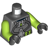 Lego Torso Diver Suit with Two Hoses Print, Lime Arms, Black Hands / Dark Bluish Gray