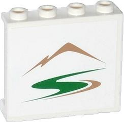 Lego Panel 1 x 4 x 3 with Side Supports - Hollow Studs with Mountains and Green Road Pattern (Sticker) - Set 60057