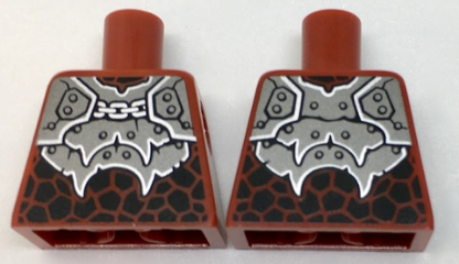 Lego Torso Nexo Knights Armor with Silver Plates, Chain, Rivets and Black Scales Pattern / Dark Red