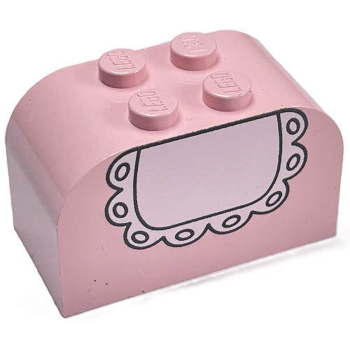 Lego Brick Curved 2 x 4 x 2 Double with Baby Bib Print