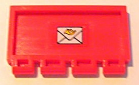 Lego Hinge Train Gate 2 x 4 with Mail Envelope Pattern (Sticker) - Set 4564
