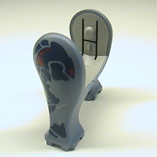 Lego Animal Body Part, Dinosaur, Legs Short, Dark Gray, Red, Blue Print