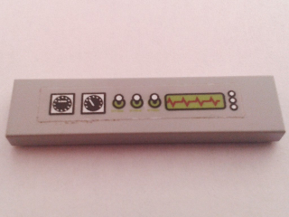 Lego Tile 1 x 4 with Gauges, 3 Switches and Lime Graph Pattern (Sticker) - Set 7297 / Light Bluish Gray