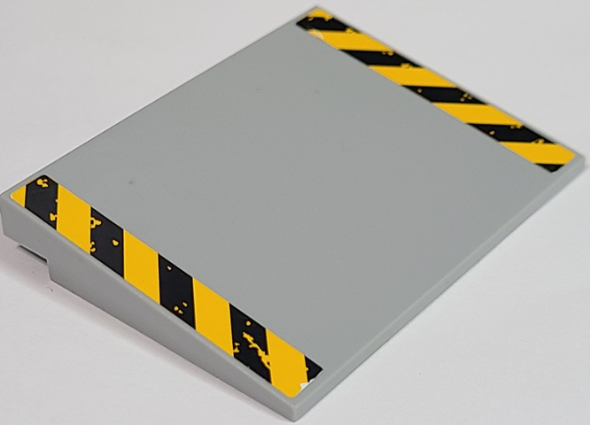 Lego Slope 10 6 x 8 with Worn Bright Light Orange and Black Caution Stripes Pattern (Stickers) - Set 70134 / Light Bluish Gray