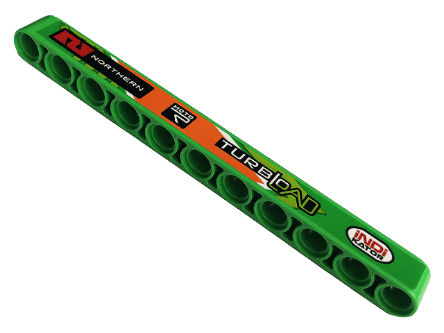 Lego Technic, Liftarm Thick 1 x 11 with 'iNDi KATOR', 'TURBLOAD', 'MOTO R' and 'NORTHERN' Pattern Model Right Side (Sticker) - Set 42129
