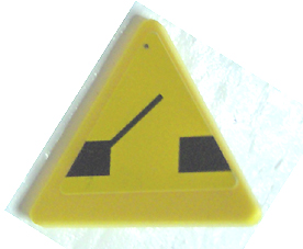 Lego Road Sign 2 x 2 Triangle with Clip with Black Drawbridge Pattern (Sticker) - Set 8135