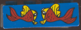 Lego Brick 2 x 4 with Two Fish Pattern (Sticker) - Set 4165 / Blue