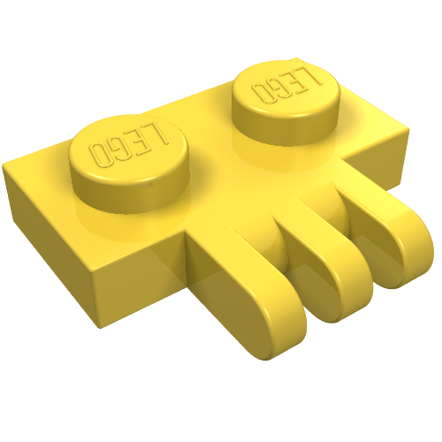 Lego Hinge Plate 1 x 2 with 3 Fingers On Side / Yellow