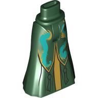 Lego Minidoll Hips and Full Length Skirt with Tassels, Gold Trim, Dark Turquoise Decorations Print / Dark Green