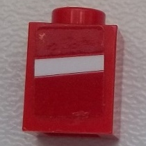 Lego Brick 1 x 1 with White Stripe on Red Background Pattern Model Left Side (Sticker) - Set 75876