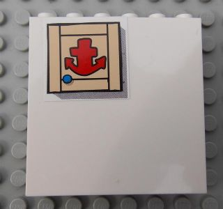 Lego Panel 1 x 6 x 5 with Red Anchor Pattern (Sticker) - Set 3832