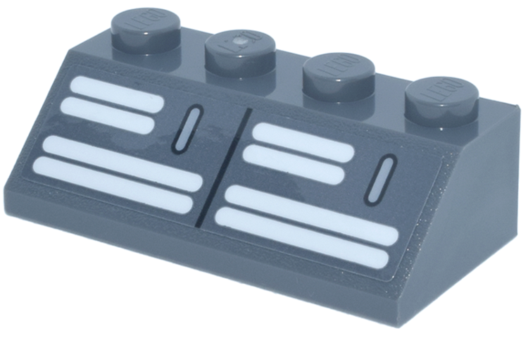 Lego Slope 45 2 x 4 with White SW Death Star Wall Lights Pattern Model Left Side (Sticker) - Set 75419 / Dark Bluish Gray