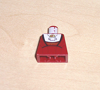 Lego Torso Studios Female Gathered Top with White Blouse Pattern (Lady) / Dark Red