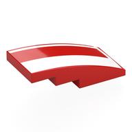 Lego Brick Curved 4 x 2 No Studs with White Rectangle, Line Print