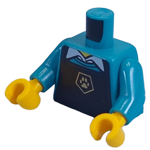 Lego Torso, Black Apron, Golf Dog Paw print, Dark Turquoise Arms, Yellow Hands / Dark Turquoise