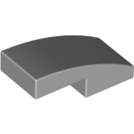 Lego Brick Curved 2 x 1 No Studs [1/2 Bow] / Light Bluish Gray