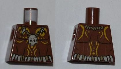 Lego Torso PotC Bare Chest with Skull Necklace and Body Paint Pattern / Reddish Brown