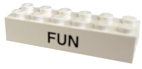 Lego Brick 2 x 6 with Black 'FUN' Pattern (2019 Boost! Summit) / White