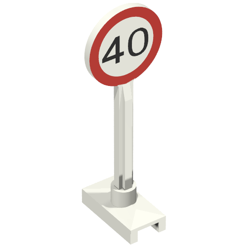 Lego Road Sign Round with Maximum Speed 40 Print