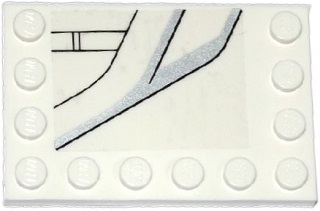 Lego Tile, Modified 4 x 6 with Studs on Edges with DC Javelin Spaceship Pattern Model Left Side (Sticker) - Set 76028