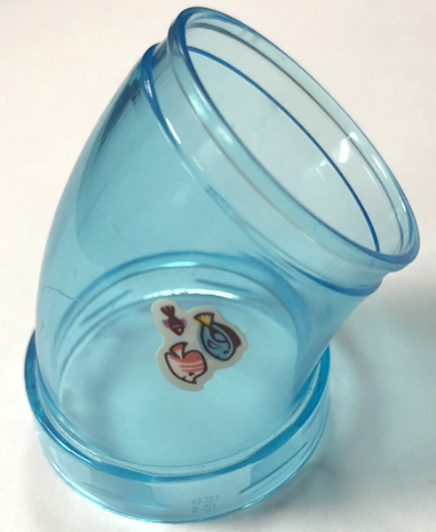 Lego Cylinder Tube, Curved 45 degrees with 3 Fish Pattern (Sticker) - Set 41720