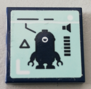 Lego Tile 2 x 2 with Minion Stuart and Volume Meter Pattern (Sticker) - Set 75551 / Dark Blue