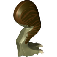 Lego Animal Body Part, Dinosaur, Tyrannosaurus Rex Leg, Right, with Pin, Tan Claws and Dark Brown Stripes on Reddish Brown Print