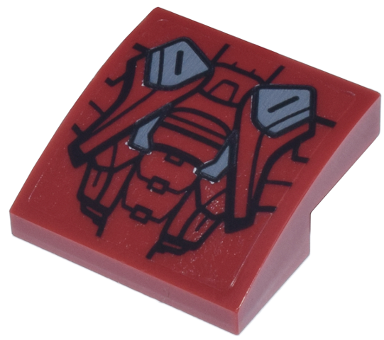 Lego Slope, Curved 2 x 2 x 2/3 with Black and Dark Bluish Gray Mark VII Armor Case Pattern (Sticker) - Set 76269