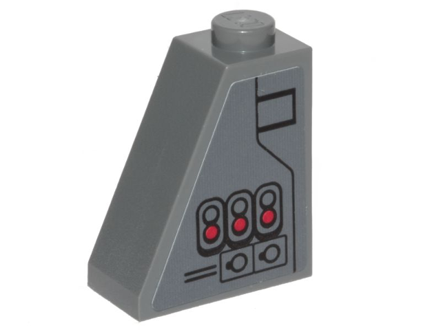 Lego Slope 65 2 x 1 x 2 with Black Ace TIE Interceptor Pattern Model Left Side (Sticker) - Set 75242 / Dark Bluish Gray