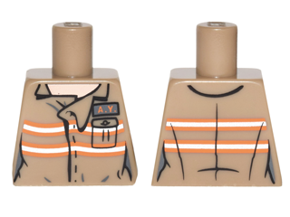 Lego Torso Ghostbusters Jumpsuit Female with 'A.Y.' ID Badge Pattern / Dark Tan