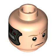 Lego Minifig Head Lobot, Medium Nougat Eyebrows, Control Panel / Computer on Side of the Head Print [Hollow Stud] / Light Nougat