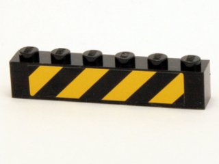 Lego Brick 1 x 6 with Black and Yellow Danger Stripes Pattern (Sticker) - Set 4204