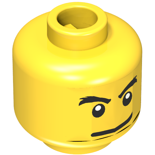 Lego Minifig Head, Eyebrows, Crows Feet with Open Mouth Scared / Mischievous Print / Yellow